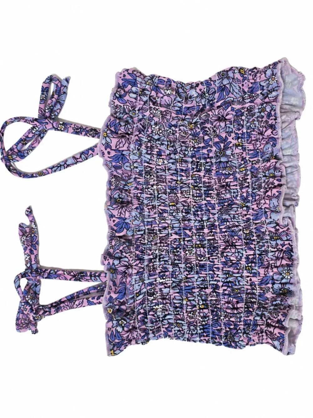 Shade Critters Girls Floral Two Piece Swimsuit Smocked Bikini Size 6